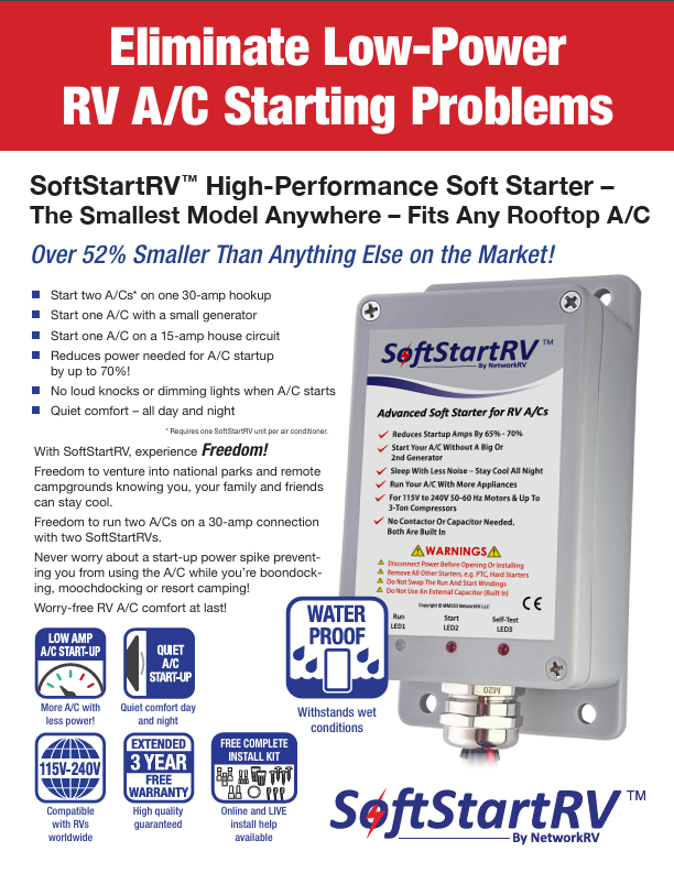 SoftStartRV Eliminate low power A/C starting problems product sheet